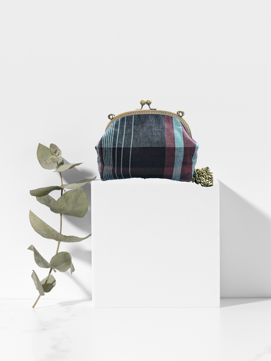Gamaguchi Kiss-Lock Shoulder Bag - Purple x Navy image 0