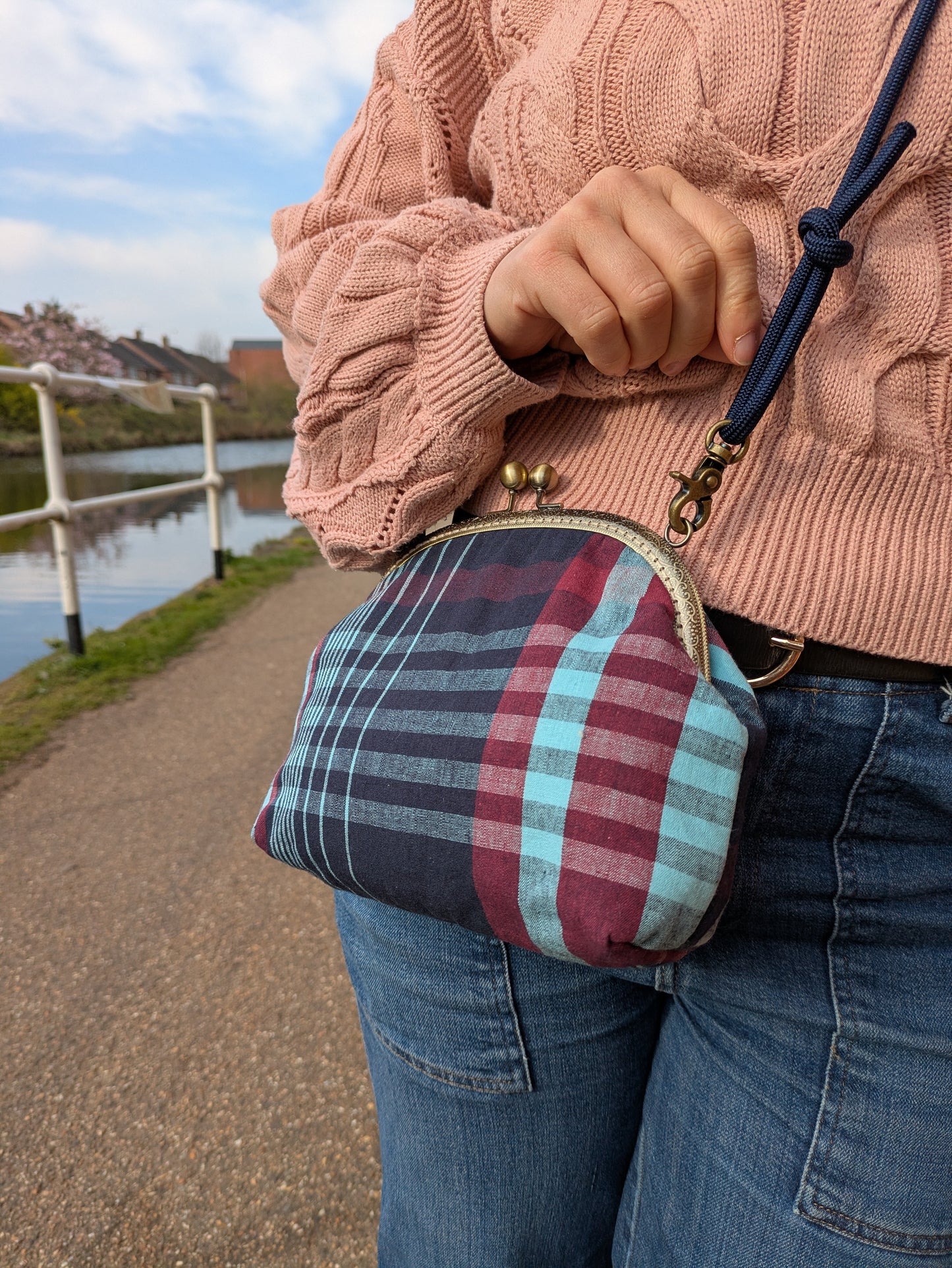 Gamaguchi Kiss-Lock Shoulder Bag - Purple x Navy image 2