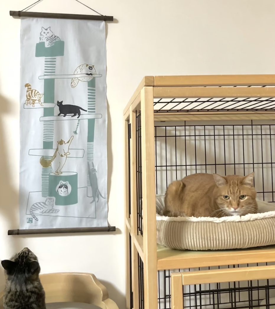 Nijiyura Chusen Tenugui Cloth - Cat Tower image 5