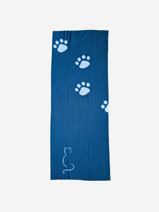Tabata Shibori Tenugui Cloth - Cat Paws Indigo