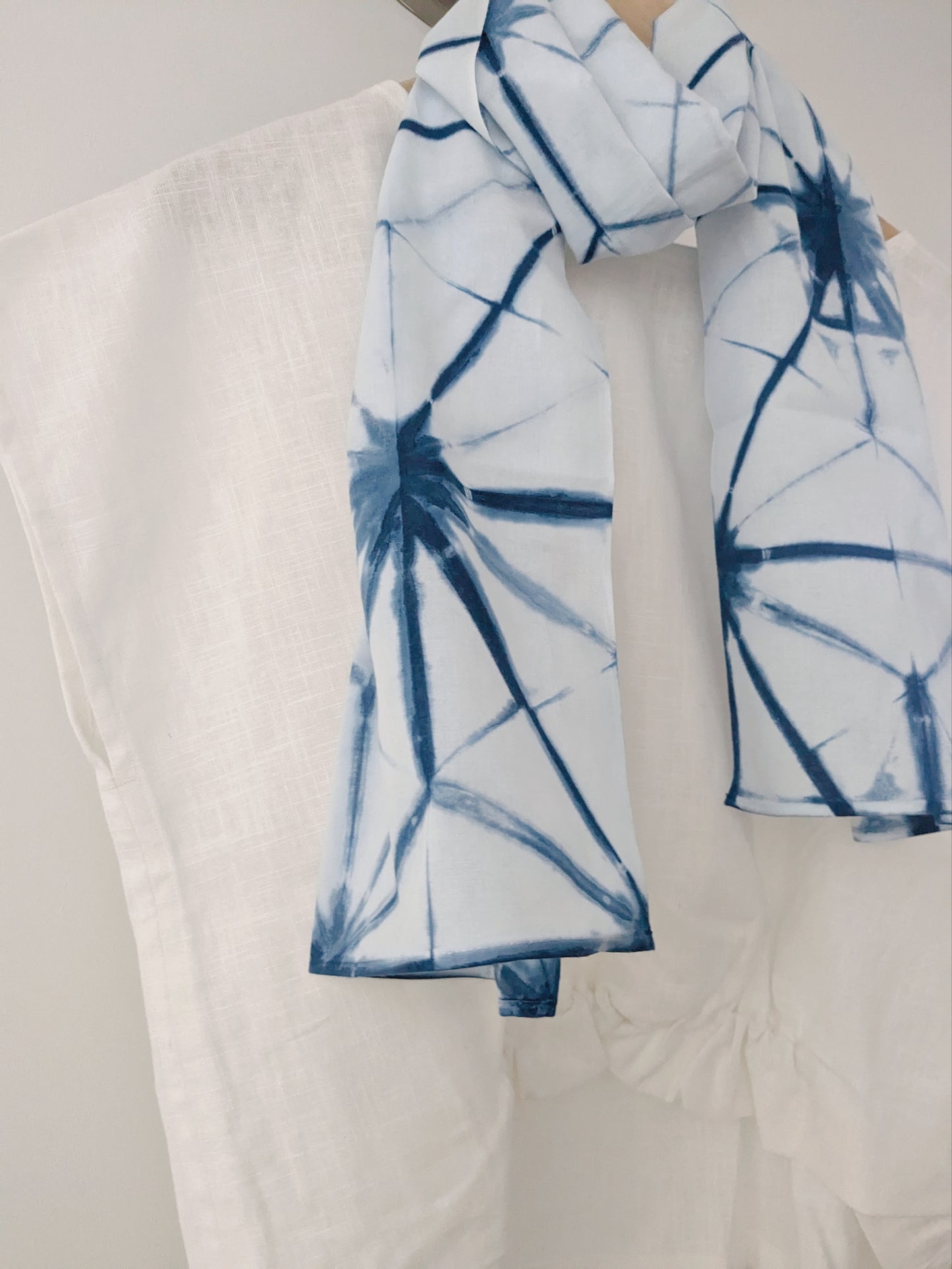 Asanoha Japanese Indigo Hand-Dyed Scarf