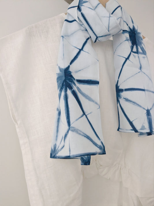Asanoha Japanese Indigo Hand-Dyed Scarf