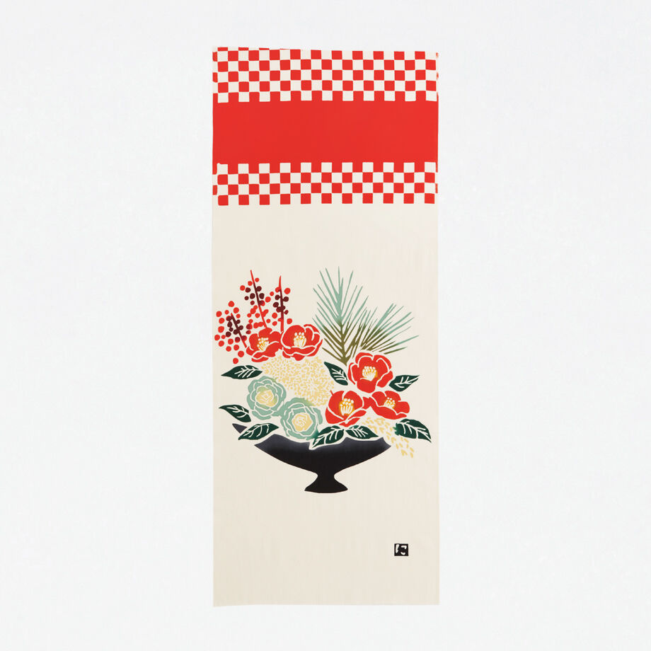 Nijiyura Chusen Tenugui Cloth - Flowering Kale and Camellia tenugui towel and decoration