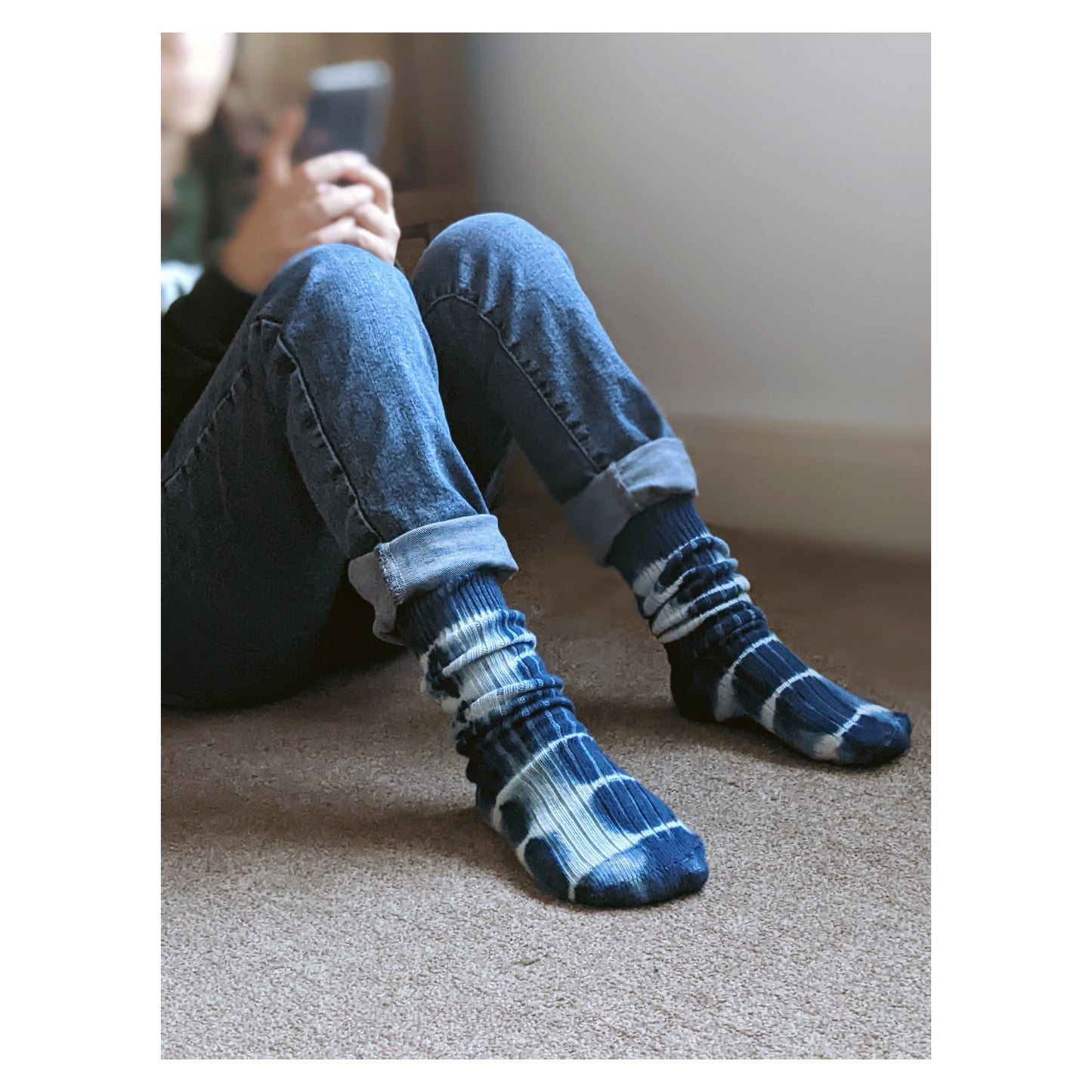 Organic Cotton Socks Hand Dyed with Japanese Indigo image