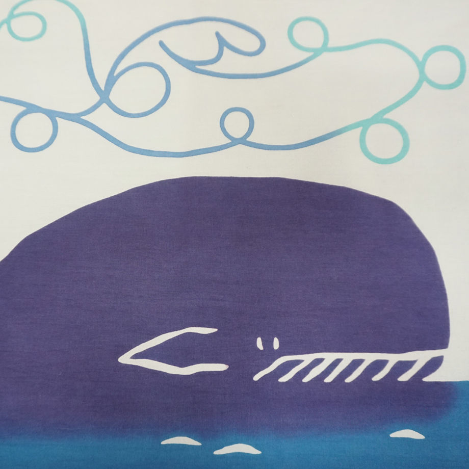 Nijiyura Chusen Tenugui Cloth - B Blood Type whales blue
