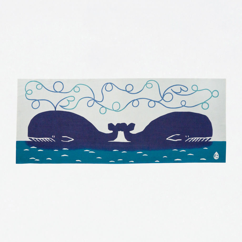 Nijiyura Chusen Tenugui Cloth - B Blood Type whales in the sea