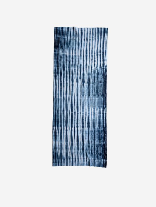 Tesuji Shibori Indigo Tenugui — Hand-Pleated, Rope-Bound Resist Dyeing