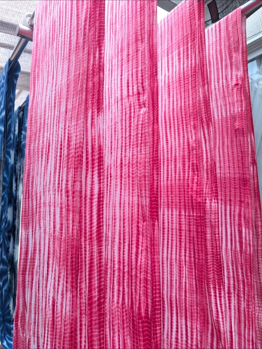 Tabata Shibori Tenugui Cloth - Tesuji Shibori Red-Pink