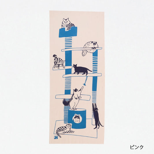 Nijiyura Chusen Tenugui Cloth - Cat Tower image 0