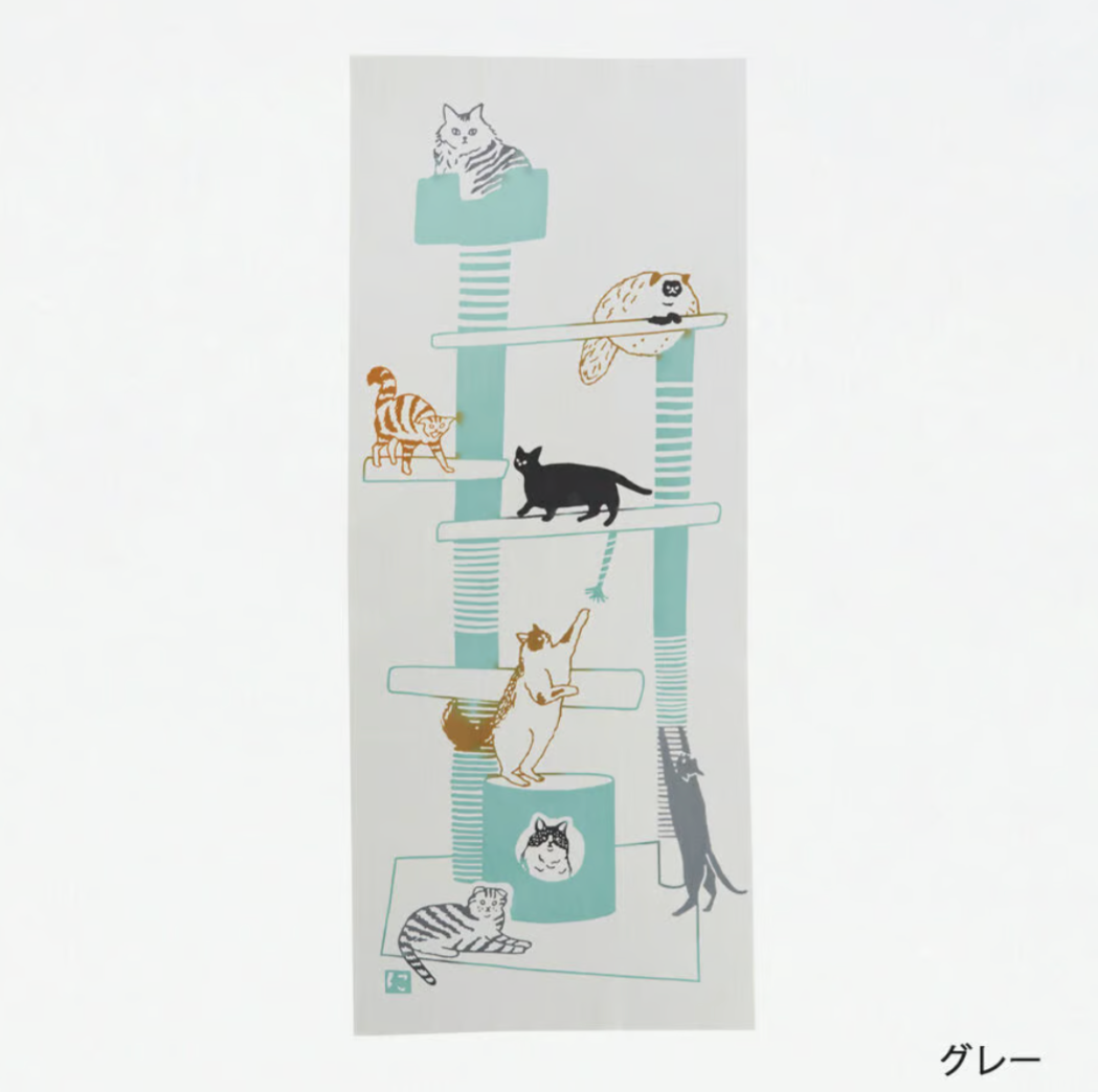 Nijiyura Chusen Tenugui Cloth - Cat Tower image 3