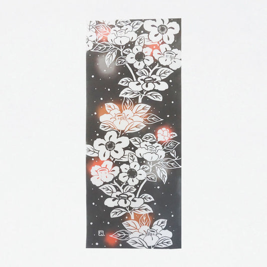 Nijiyura Chusen Tenugui Cloth - Winter Camellia image 0