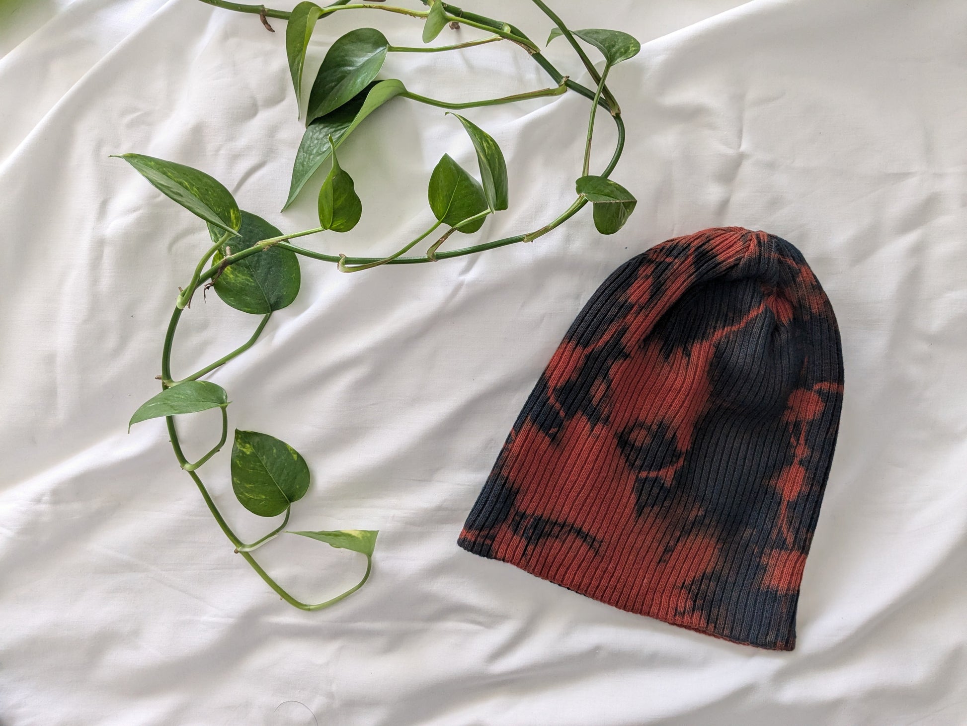 Organic Cotton Beanie Hand-Shibori-Dyed with Natural Indigo image 7