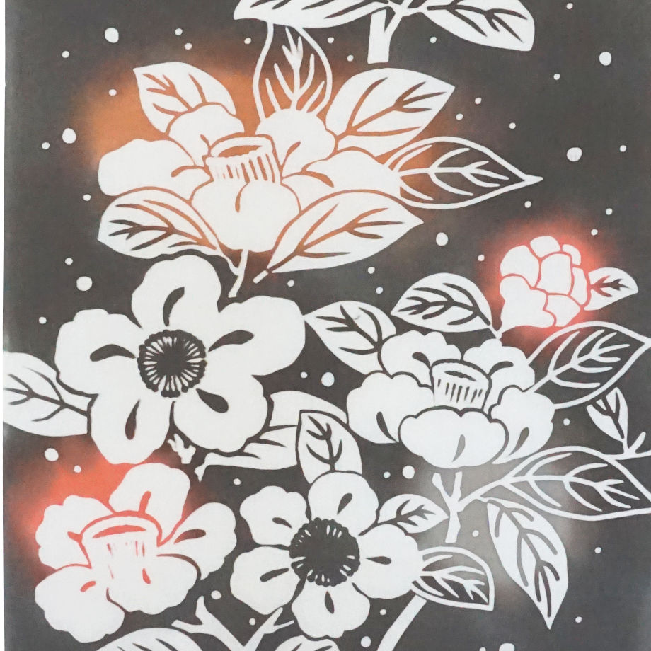 Nijiyura Chusen Tenugui Cloth - Winter Camellia image 1