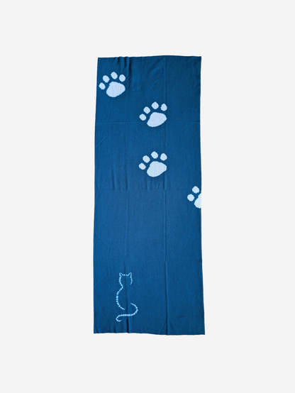 Tabata Shibori Tenugui Cloth - Cat Paws Indigo