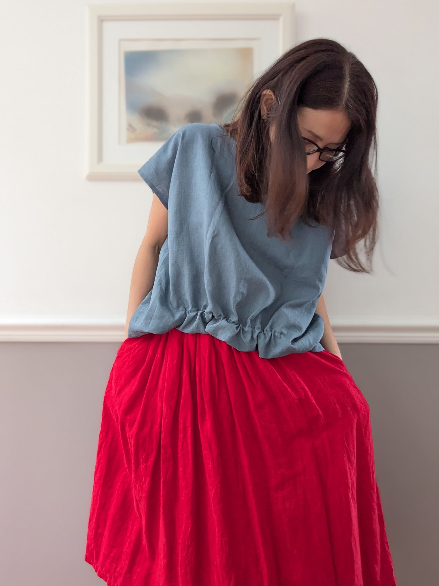 Linen Batwing Sleeve Shirt