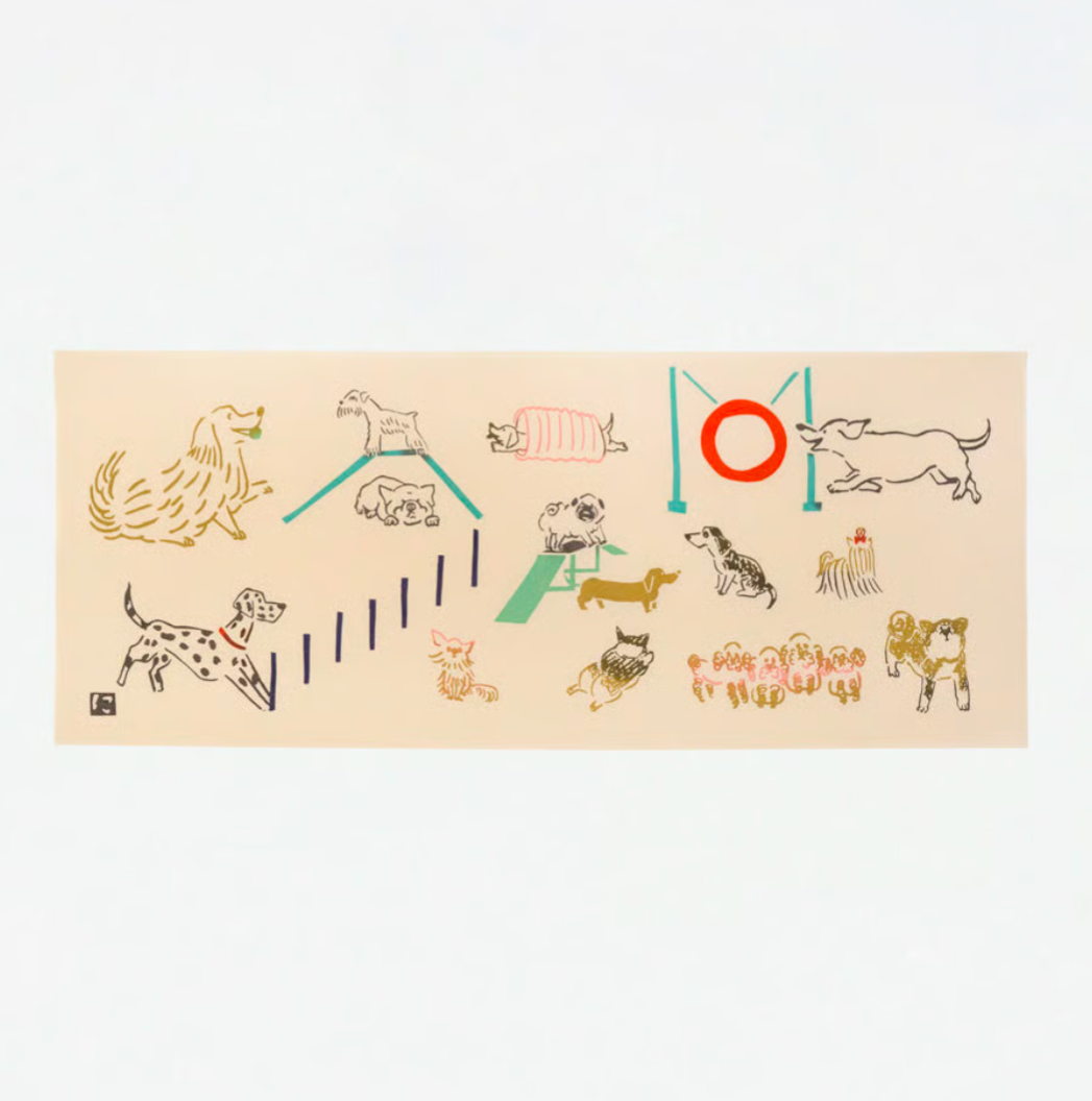 Nijiyura Chusen Tenugui Cloth - Dog Park 