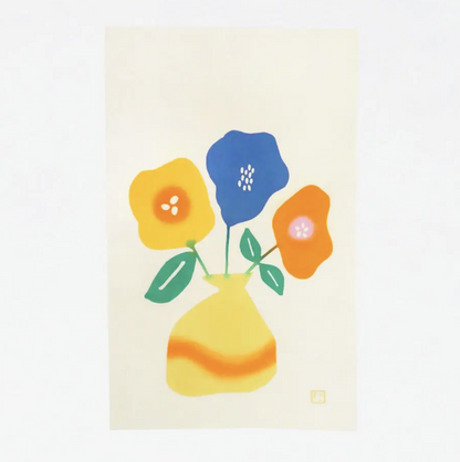 Nijiyura Chusen Tenugui Cloth - Flower Vase yellow