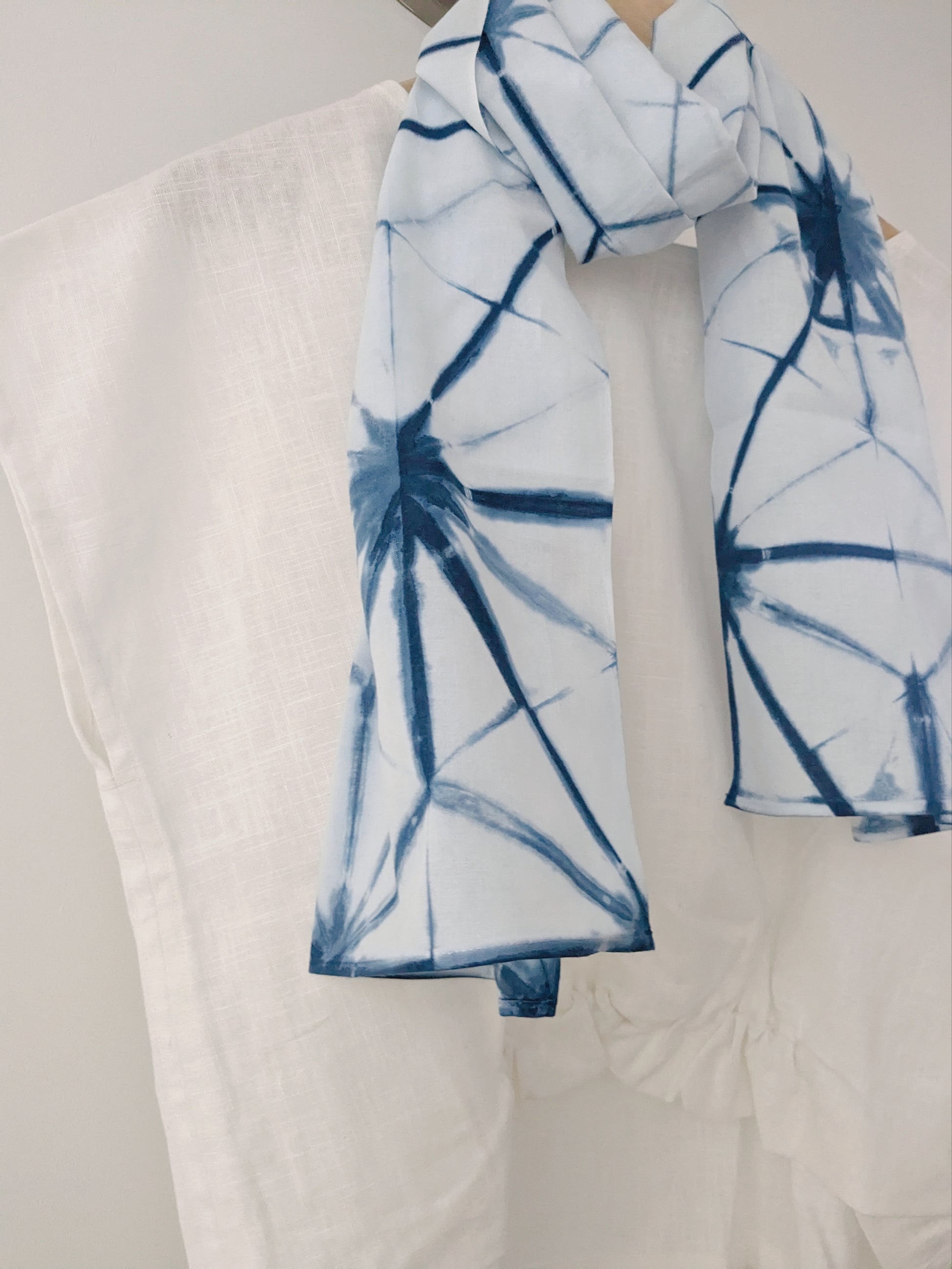 Asanoha Japanese Indigo Hand-Dyed Scarf 