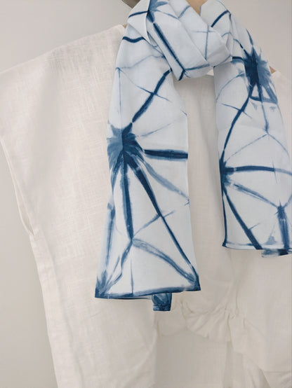 Asanoha Japanese Indigo Hand-Dyed Scarf 