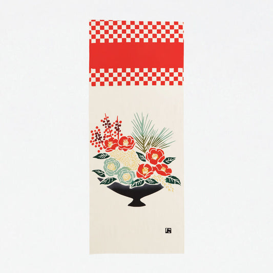 Nijiyura Chusen Tenugui Cloth - Flowering Kale and Camellia tenugui towel and decoration 