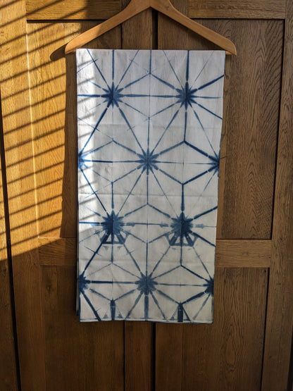 Asanoha Japanese Indigo Hand-Dyed Scarf 