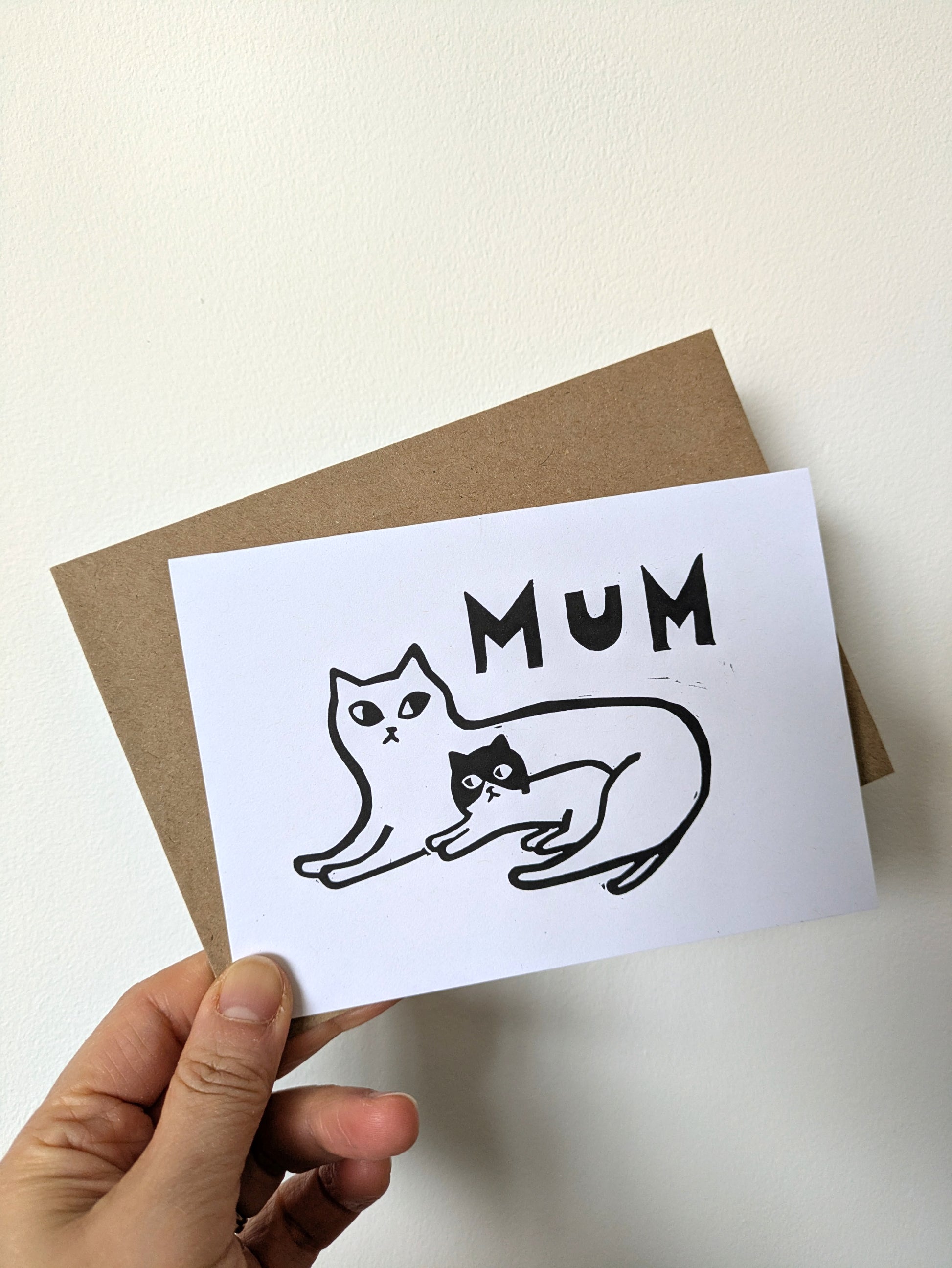 Mum and kitten greeting card