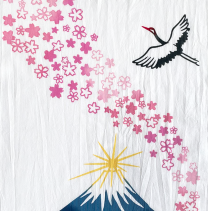 Nijiyura Chusen Tenugui Cloth - Diamond Fuji with Dancing Cherry Blossom 