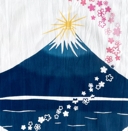 Nijiyura Chusen Tenugui Cloth - Diamond Fuji with Dancing Cherry Blossom 