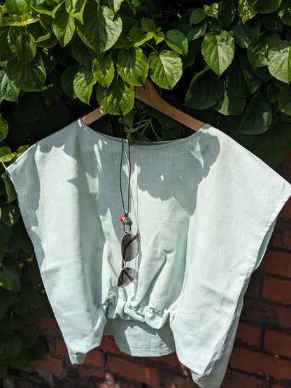 Sunglasses or Reading glasses Necklace with a linen shirt and natural stones