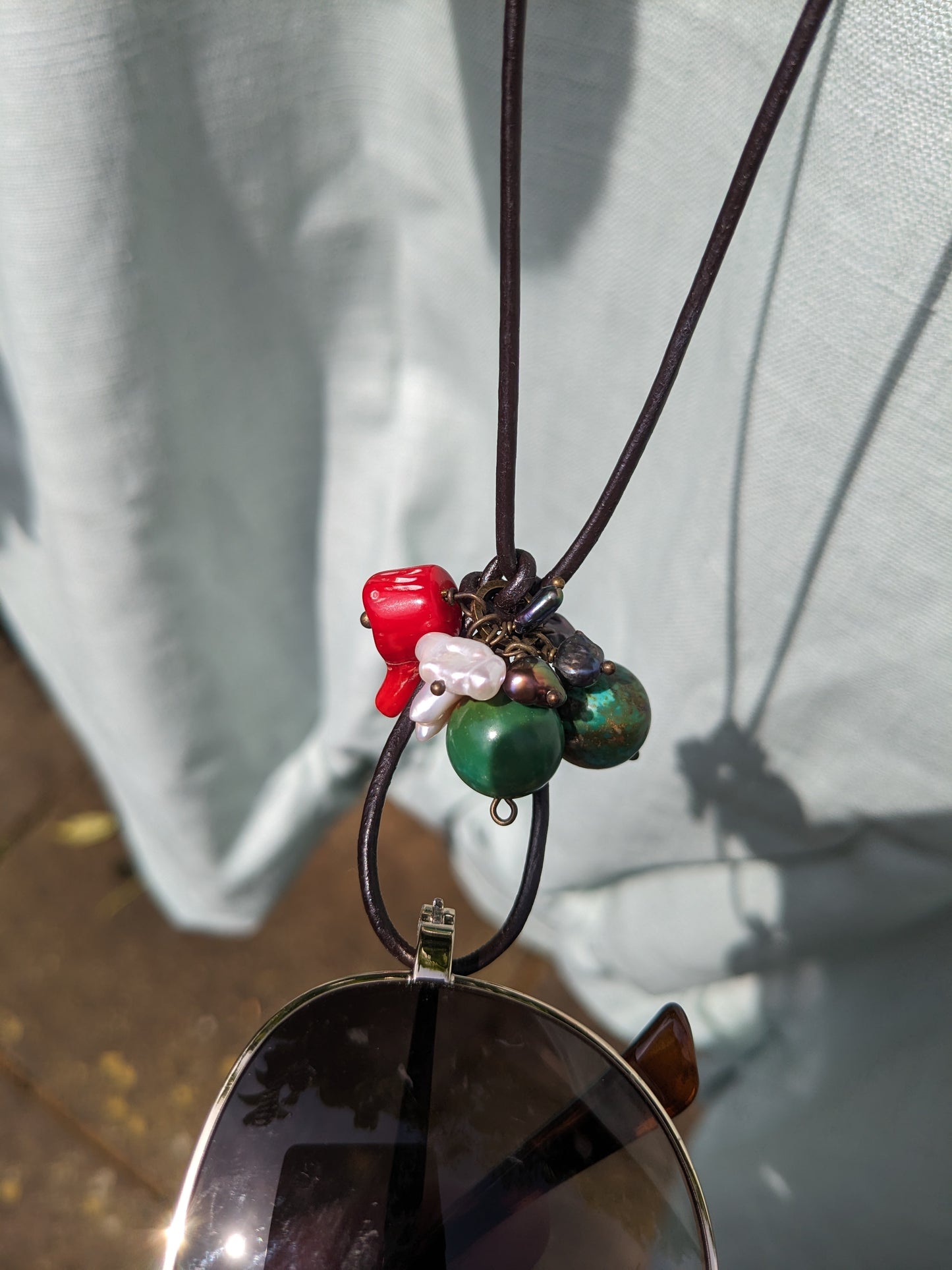 Sunglasses or Reading glasses Necklace with natural stones