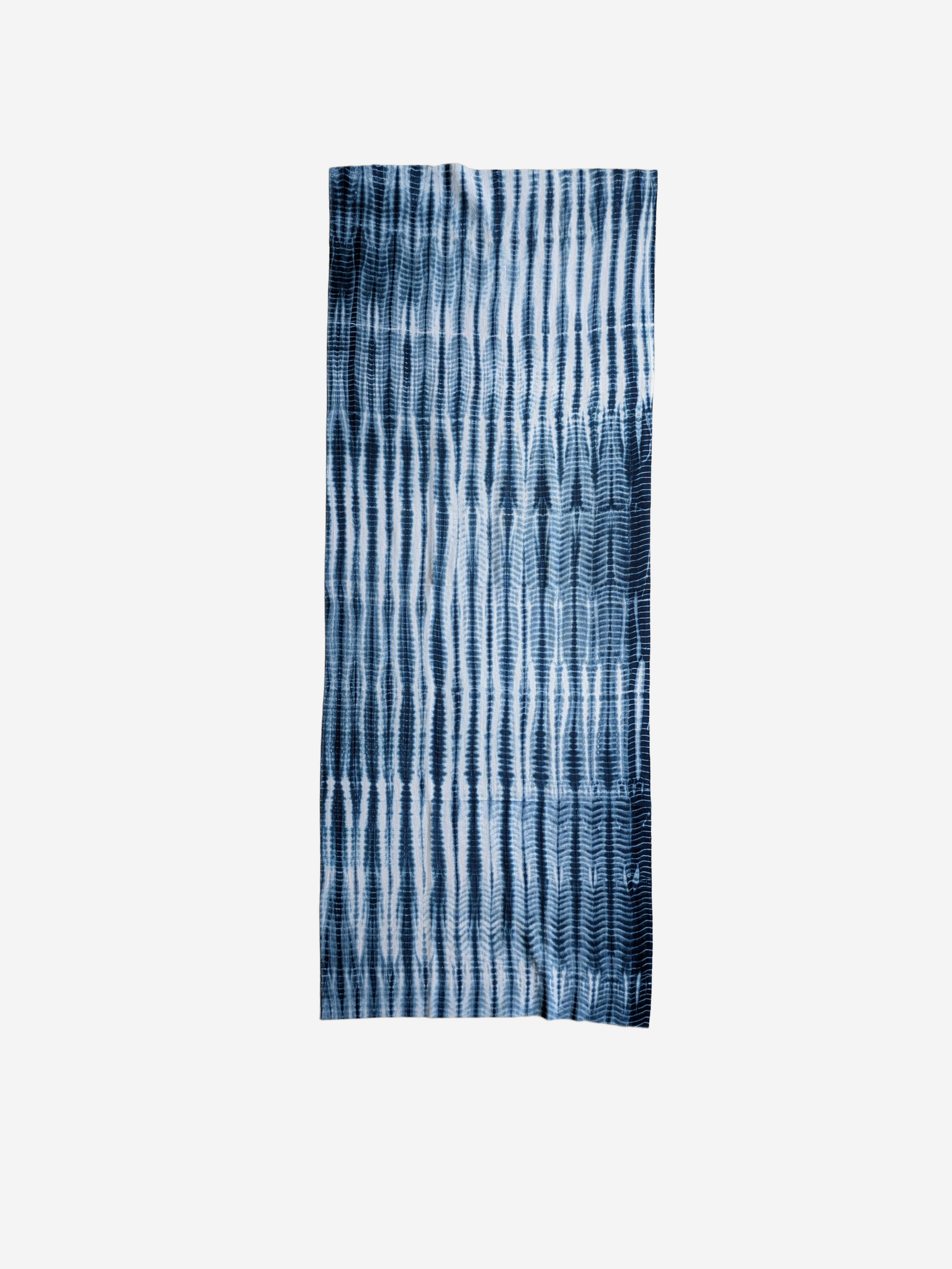 Tesuji Shibori Indigo Tenugui — Hand-Pleated, Rope-Bound Resist Dyeing
