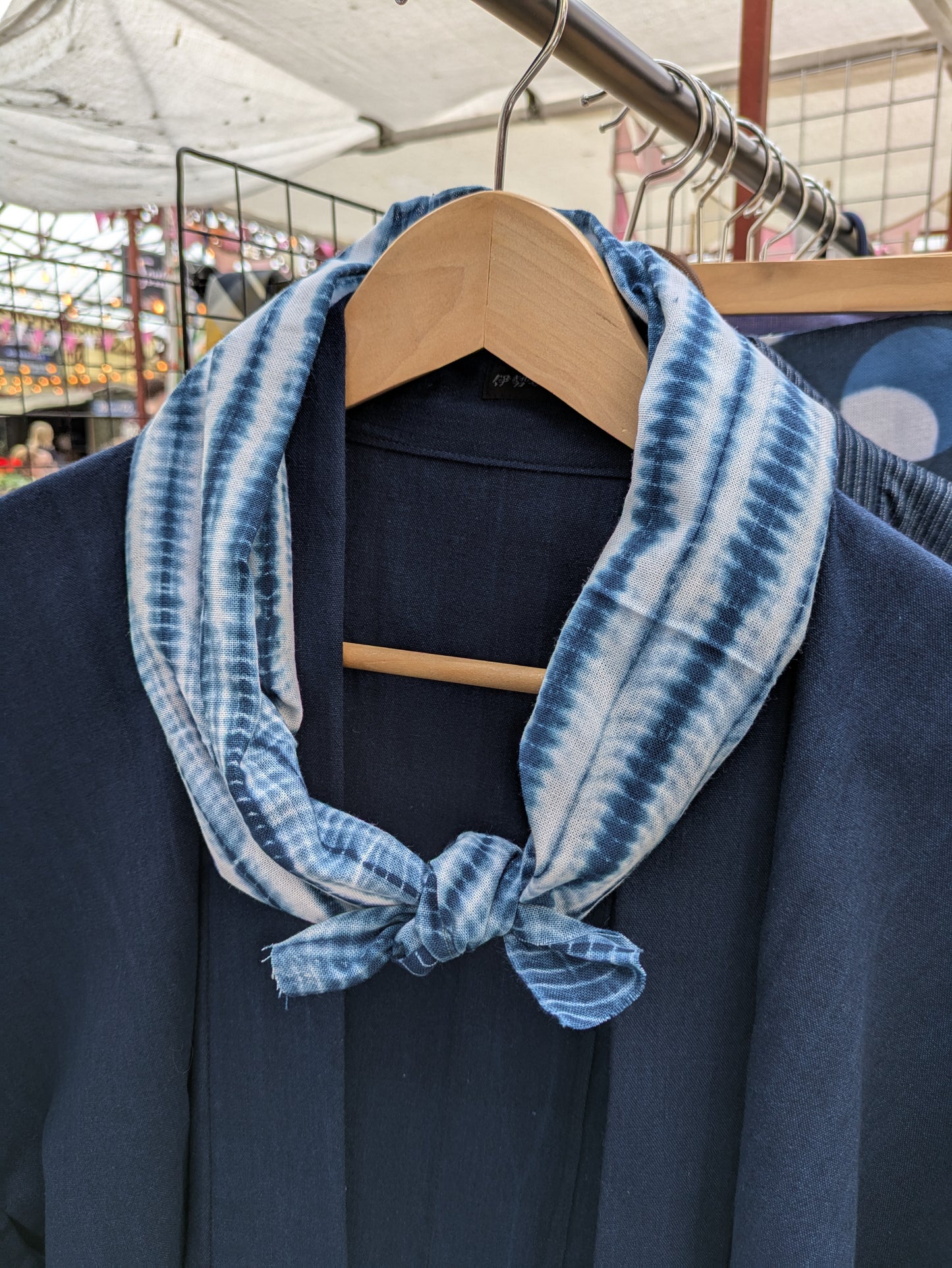 Tabata Shibori Tenugui Cloth - Tesuji Shibori Indigo