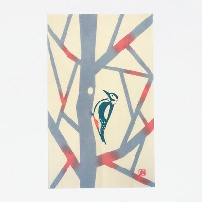 Nijiyura Chusen Tenugui Cloth - Woodpecker 