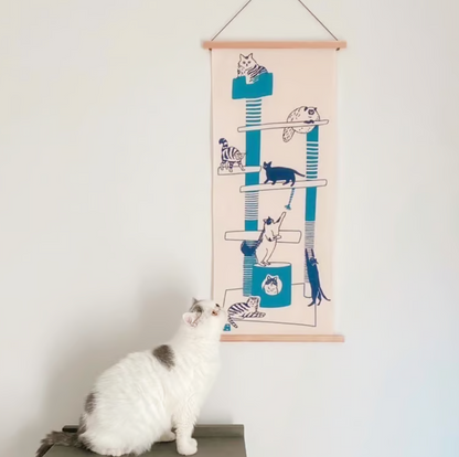 Nijiyura Chusen Tenugui Cloth - Cat Tower image 2
