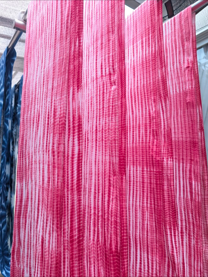 Tabata Shibori Tenugui Cloth - Tesuji Shibori Red-Pink