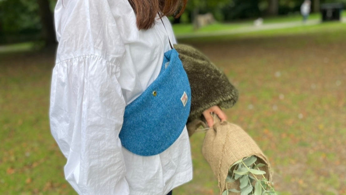 Outer Pocket Harris Tweed with a white shirt, skinny jeans and black hat
