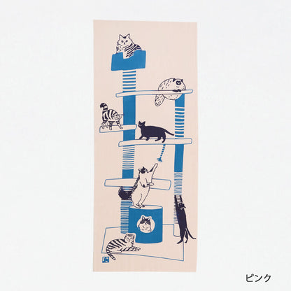 Nijiyura Chusen Tenugui Cloth - Cat Tower image 0
