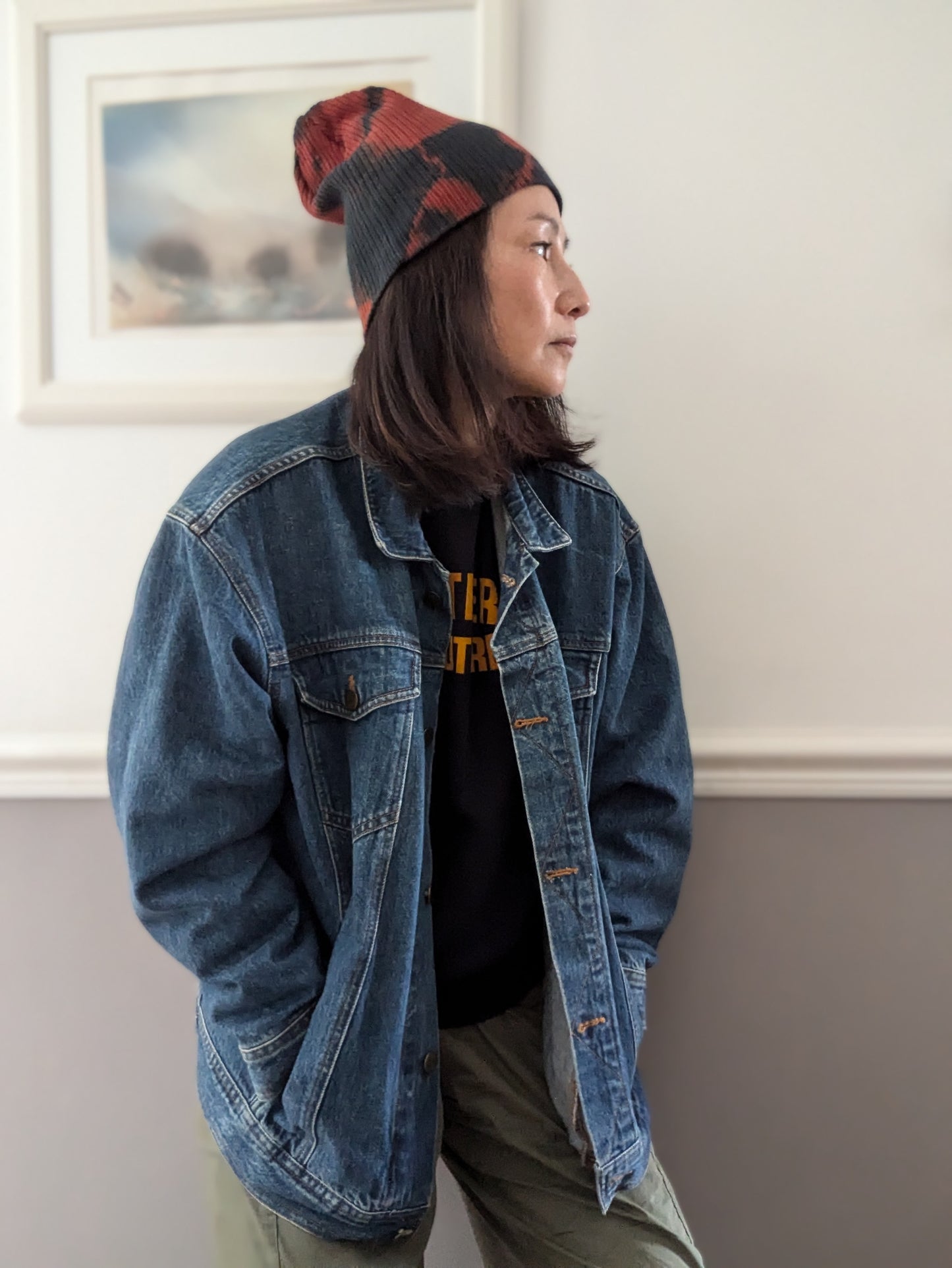 Organic Cotton Beanie Hand-Shibori-Dyed with Natural Indigo image 8