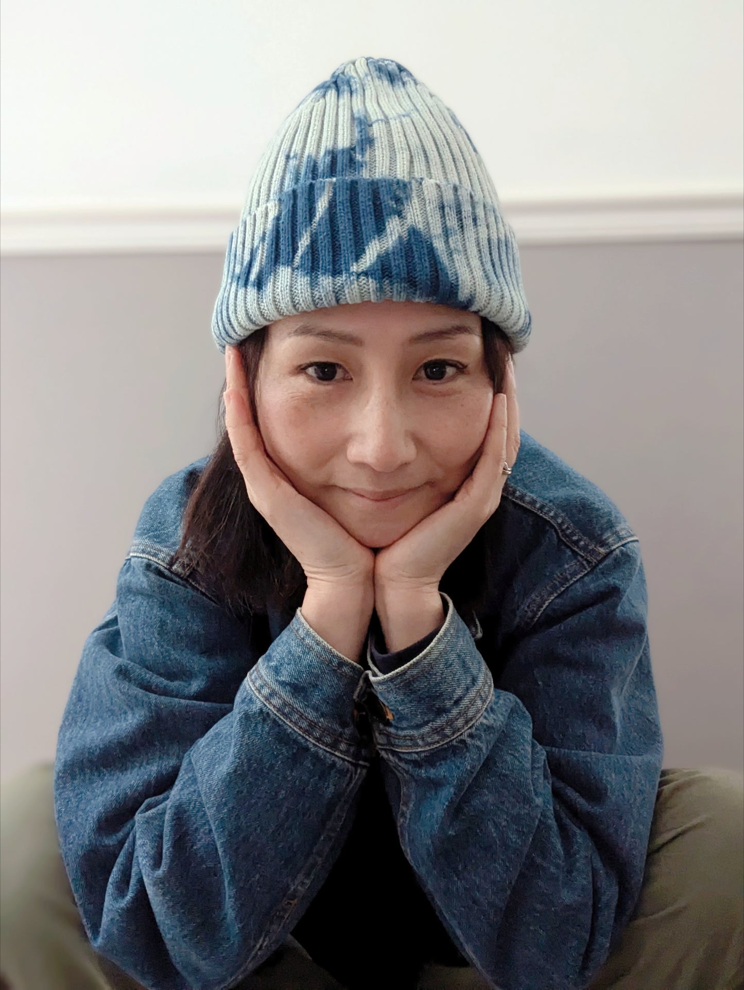 Organic Cotton Beanie Hand-Shibori-Dyed with Natural Indigo image 4